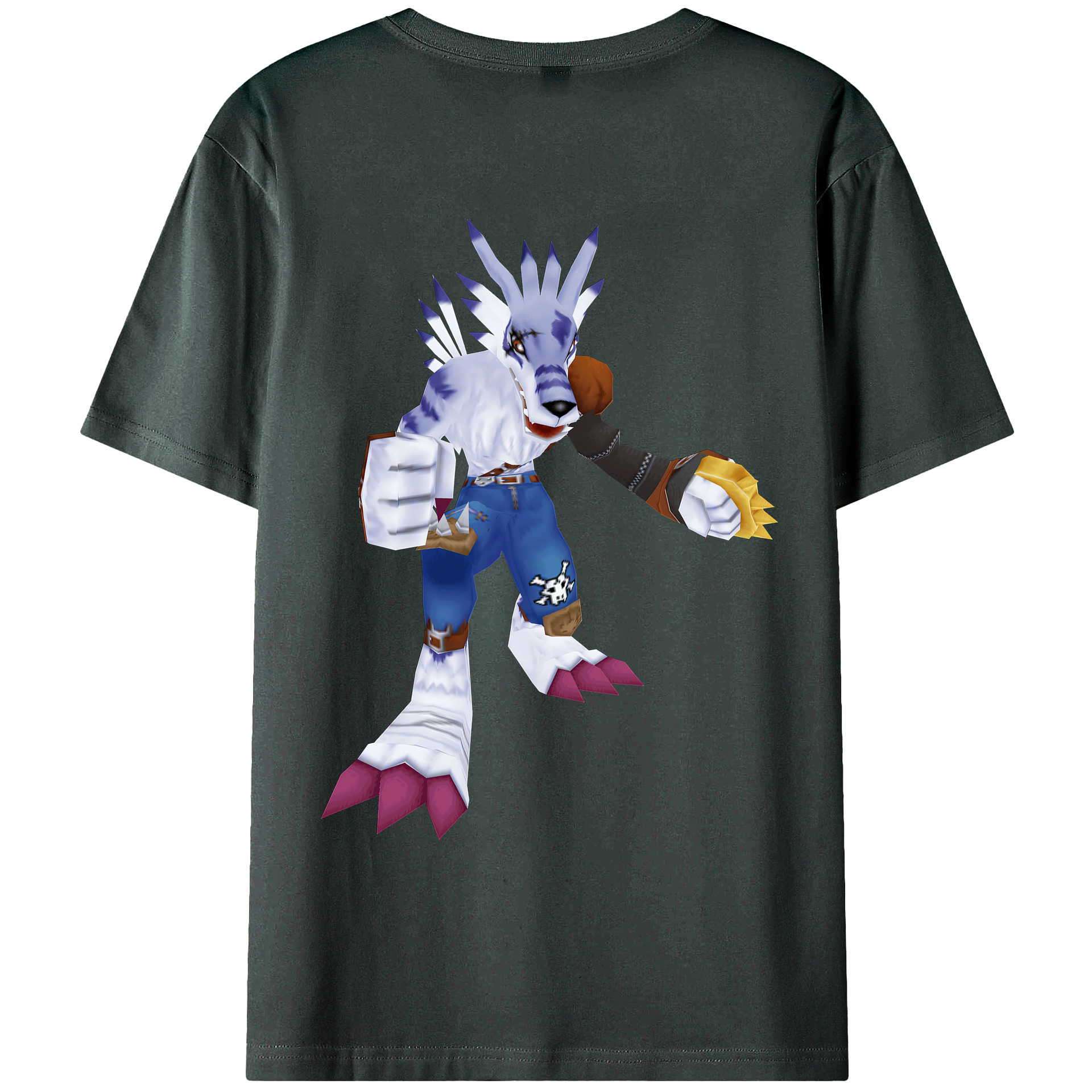 （画像用） Digimon デジタルモンスター/デジモン 綿100％ メンズ半袖Tシャツ（バックプリント） 通気性